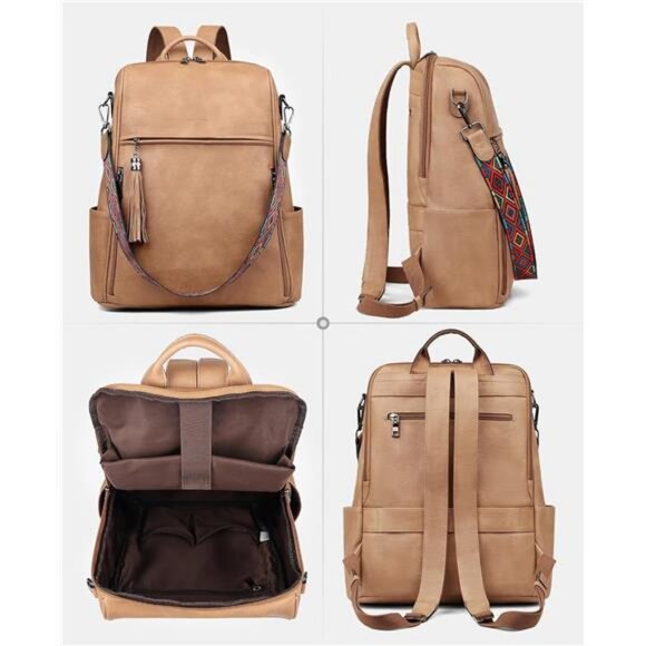 FADEON Laptop Backpack Purse for Women Large Designer PU Leather Laptop Bag, main image 4